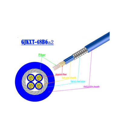 SM bleu d'intérieur de câble à fibres optiques de fibre de KEXINT GJKXTKJ-48B6a2 FTTH GJSFJV à plusieurs modes de fonctionnement