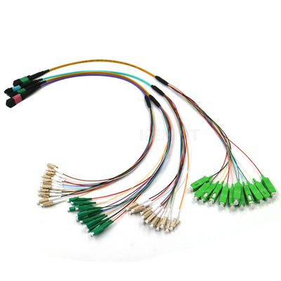 Connecteur optique du noyau MTP MPO LC du câble 24 de tronc de fibre d'OM3 OM4 G657A