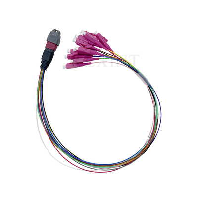 12 cœurs câble de fibre optique Om4 Mtp/Pc mâle - Lc/Upc Fanout 0,9 mm 40 cm