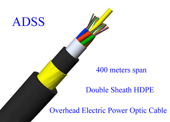 Envergure blindée optique 400M du câble G652D 48B1.3 11KN de fibre d'ADSS 13.4mm HDPE de PE de 48 noyaux