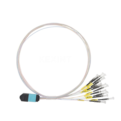 Fibres optiques OM3 OM4 12 de virole de câble de correction de fibre de FTTH MTP LC 0.7mm 0.5m