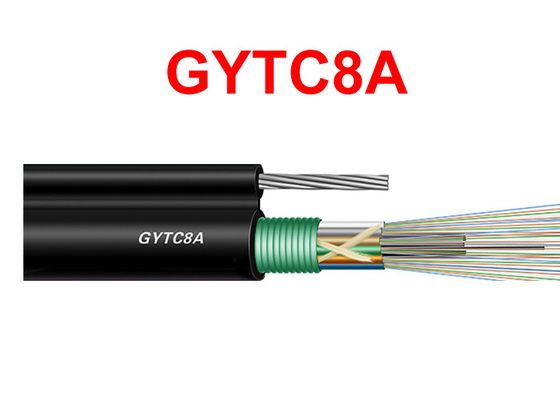 Soutien blindé optique extérieur 8.0*1.0mm noirs d'individu de fil d'acier de câble de fibre de GYTC8A